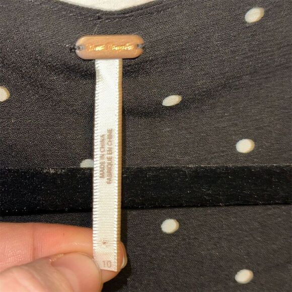 Free People Women's Size 10 Black Polka Dot A-line Mini Dress Casual - Picture 2 of 6